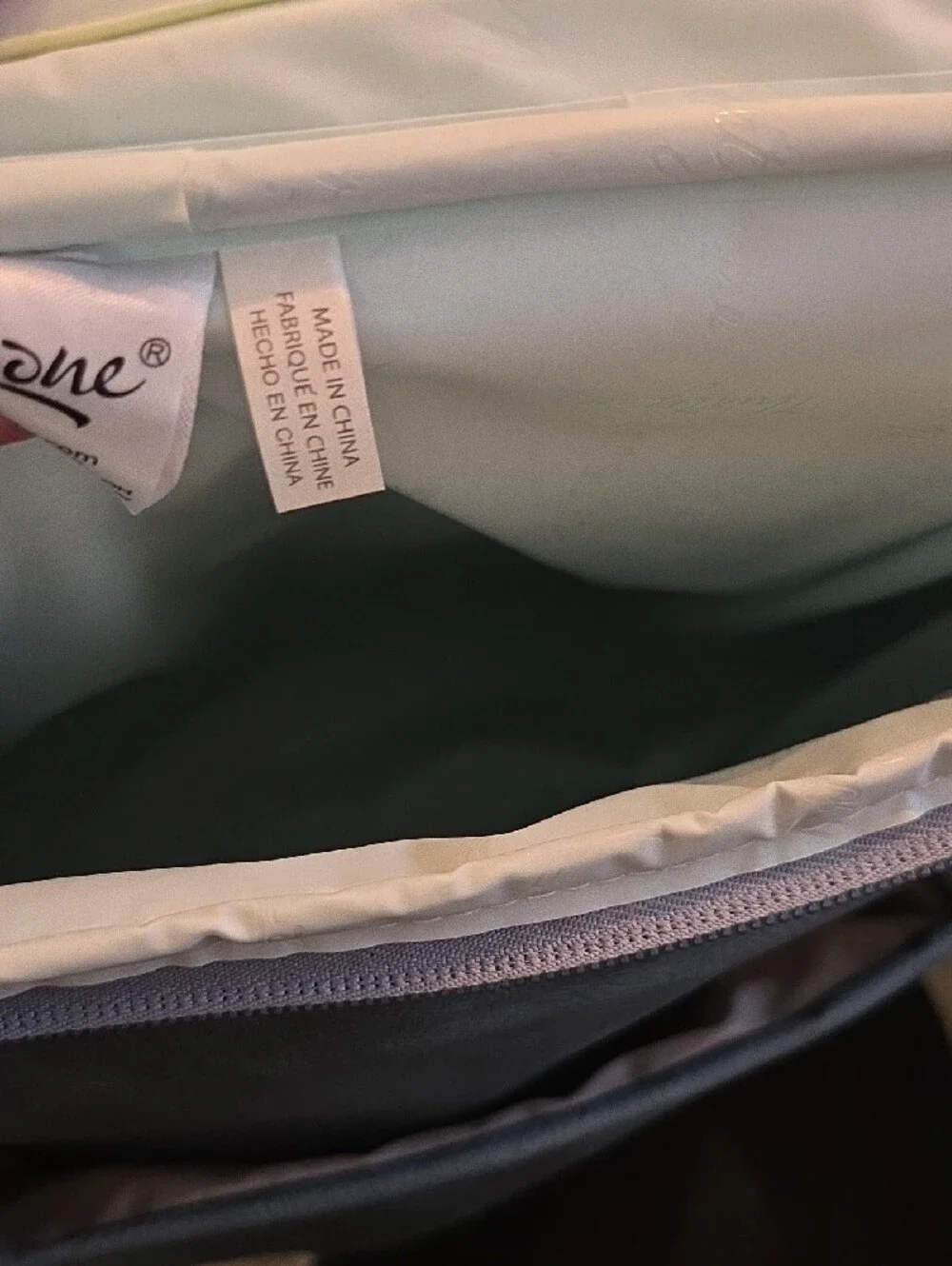 thirty-one blue faux leather tote organizer with exterior pocket